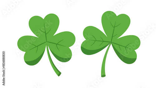 Bright green shamrocks, stylized illustrations representing good luck, Irish tradition, and St. Patrick's Day festivities, perfect for cheerful seasonal concepts