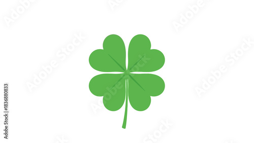 Green four-leaf clover illustration. Symbol of luck, fortune, and prosperity. Isolated on white, this graphic evokes hope and nature