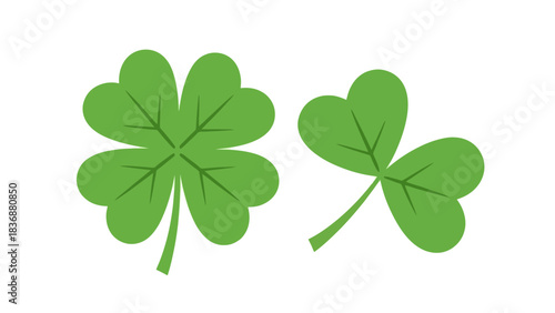 Lucky Four-Leaf Clover and Three-Leaf Shamrock Symbols of Good Fortune and Irish Celebration