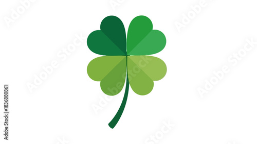 A simple four-leaf clover illustration, symbolizing luck and good fortune on a white background