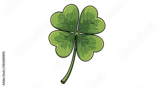 Four Leaf Clover Illustration - Symbol of Good Luck and Fortune