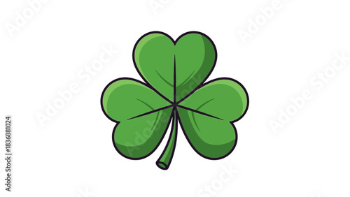 A vivid green three-leaf clover illustration, a timeless emblem of good luck and nature's charm, presented in a clean vector art style