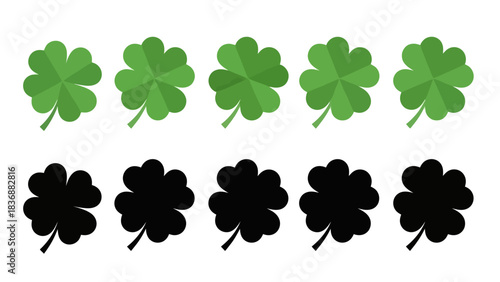 Green and black clover leaf icons representing luck and St