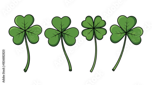 Four-leaf clover and three-leaf clover icons on a white background, symbolizing luck and nature's beauty