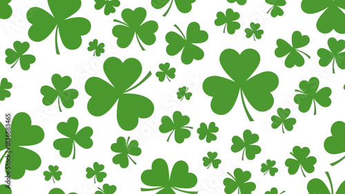 Seamless pattern of lucky green shamrocks on a white background, perfect for St