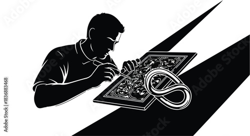 Dedicated craftsman meticulously assembling intricate circuit board with precision