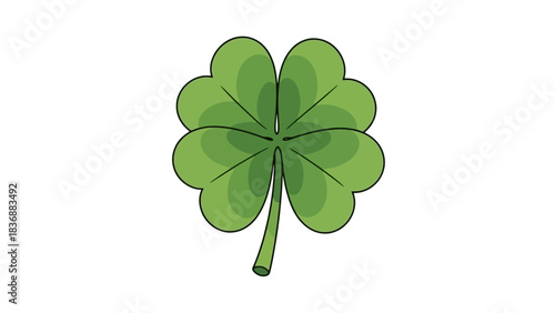 A vibrant green four-leaf clover illustration, symbolizing good luck and fortune, isolated on a clean white background