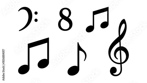 Music notes icon set. Musical key symbols. Music notes symbol vector illustration eps 10