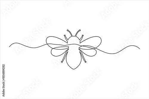 Minimalist bumblebee nature sketch continuous