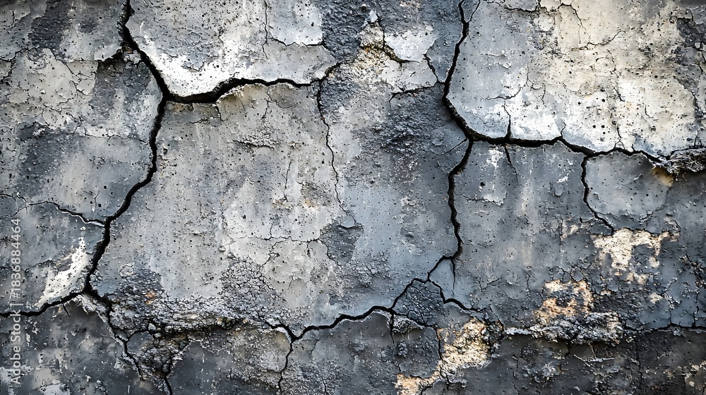 Fototapeta premium Cracked concrete texture with a dystopian grunge aesthetic