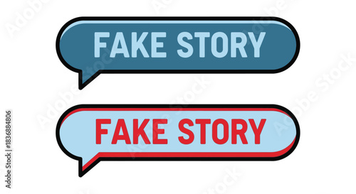 Fake story speech bubbles in blue and red