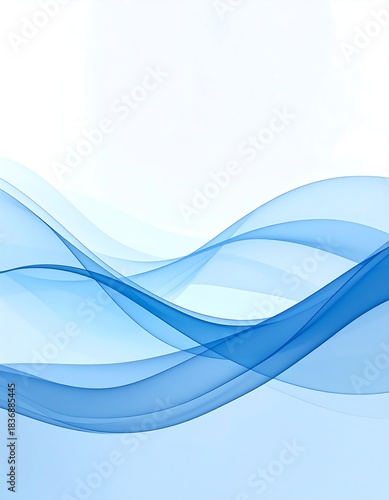 Soft blue flowing waves on a bright white backdrop