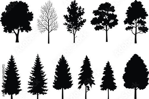 Essential Vehicle and Mobility Black Silhouette Vector Set: Featuring Sedan Car Profile, Front View Car, Classic Bicycle, Air Pump, and Front/Side Views of a Vintage Scooter.