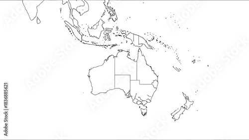 Australia and Oceania map outline country.