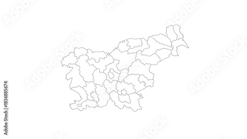 Slovenia map outline regions boundaries geography country.