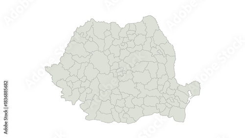 Romania map with regions counties borders geography country.