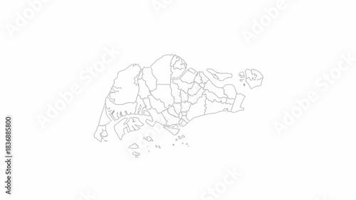 Detailed Outline Map of Singapore Divided into Electoral and Planning Divisions