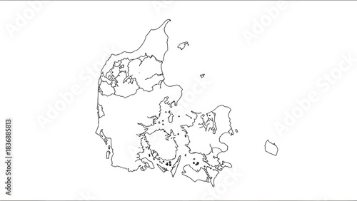Outline map of Denmark showing its main islands and Jutland peninsula.