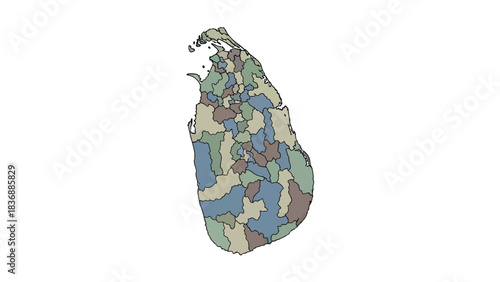 Detailed political map of Sri Lanka showing its administrative divisions and regions.