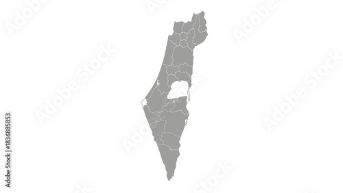 Detailed map of Israel showing its administrative districts and geographical outline.