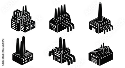Industrial factory buildings with smokestacks