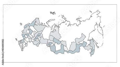 A detailed political map of Russia, illustrating its various federal subjects and administrative divisions across its vast territory.