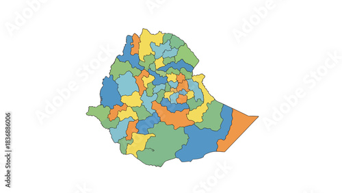 Map of Ethiopia showing administrative divisions and regional boundaries