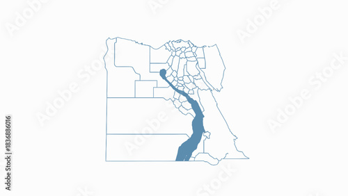 Detailed Map of Egypt Highlighting the Nile River and its Provinces