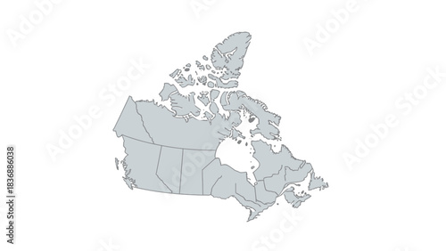 Map of Canada outline with provincial borders clearly delineated on a white background, representing Canadian geography and national identity