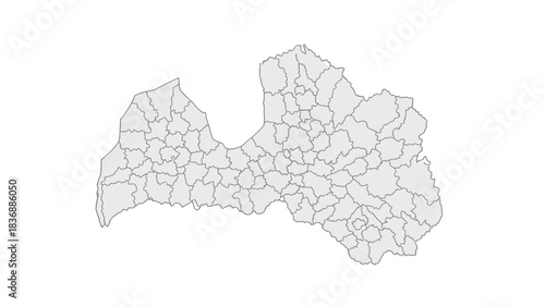 Map of Latvia's administrative divisions and municipalities, featuring detailed regional boundaries