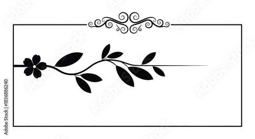 Elegant floral design element with leaves and flower