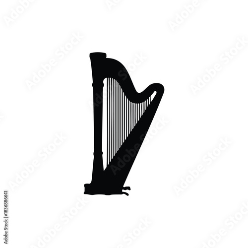 Harp silhouette vector flat illustration design.