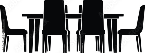 Minimalist dining table with chairs, furniture arrangement, interior design
