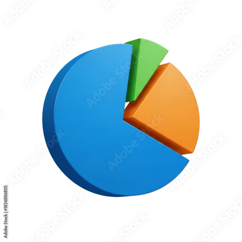 Stunning 3D rendered pie chart icon isolated on white background clearly visualizing business data segmentation and analysis for reports