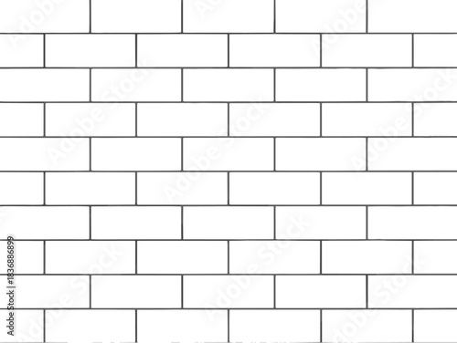 Seamless Half-Bond Brick Wall Pattern Vector: Detailed Line Art Illustration of Construction Material Texture Ideal for Architectural Drawings and Background Design Elements.