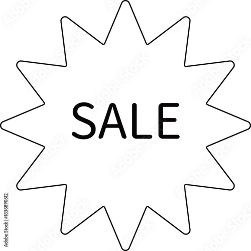 Sale Starburst Badge Label (Hand-drawn Outline)
手書き風のSALEスターラベル・バッジ（アウトライン）