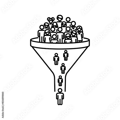 Sales Funnel Illustration - Converting Leads into Customers with a Marketing Strategy.