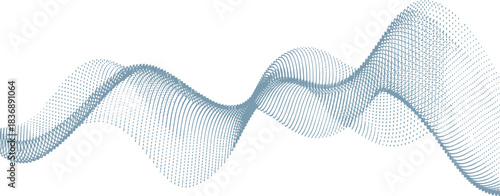 Abstract digital wave made of flowing dotted lines, modern minimal background design for technology, data visualization, science and futuristic concepts