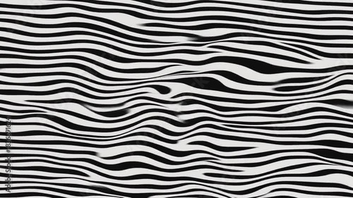 Flawlessly looping 4K animation: ultra-thin black lines undulating like water waves on a white background; smooth amplitude, modern op-art look
