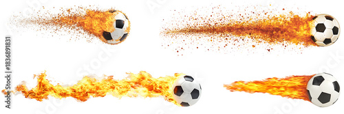 Soccer ball with fire effect transparent background
