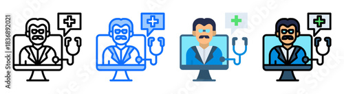 Telemedicine Icon Collection Set Multiple Style