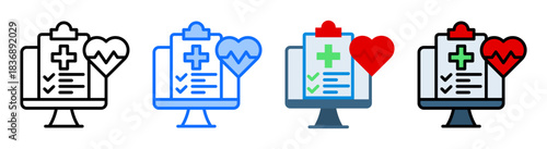 Online Diagnosis Icon Collection Set Multiple Style