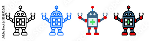 Medical Robot Icon Collection Set Multiple Style