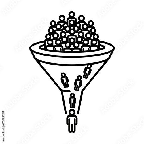 Simple line art icon of a customer conversion funnel.