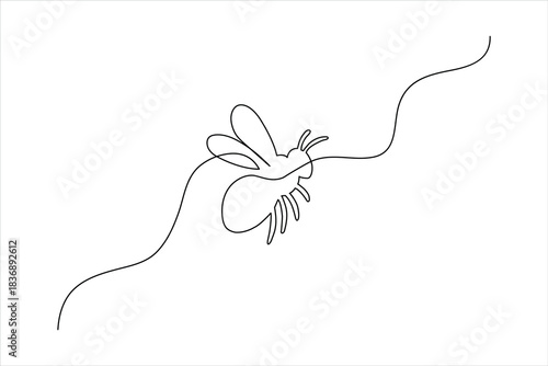 One-line art, simple, stylized honeybee graphic