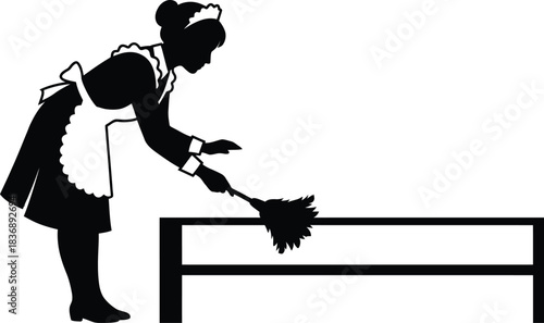 French Maid Silhouette Vector on White Background