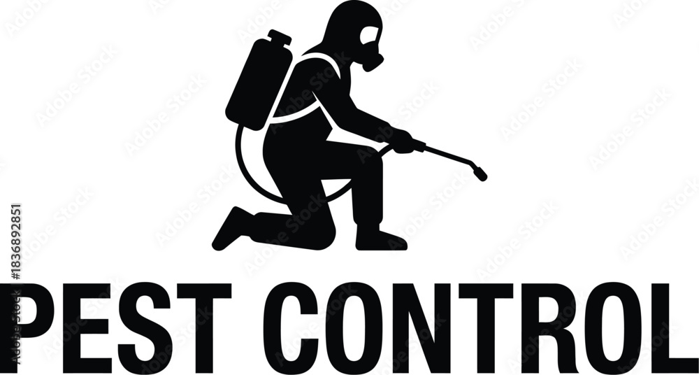 Fototapeta premium Pest Control Man Exterminator Vector Illustration