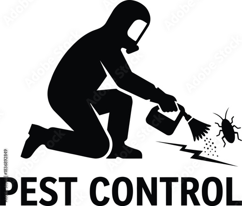 Pest Control Man Exterminator Vector Illustration