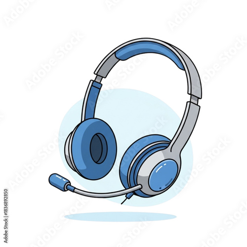 Vibrant blue and gray headset with adjustable microphone perfect for professional call centers or modern gaming setups