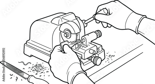 Locksmith makes new key vector illustration